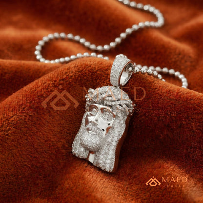 Iced Out Jesus Piece Pendant Necklace in Sterling Silver & 14K Gold