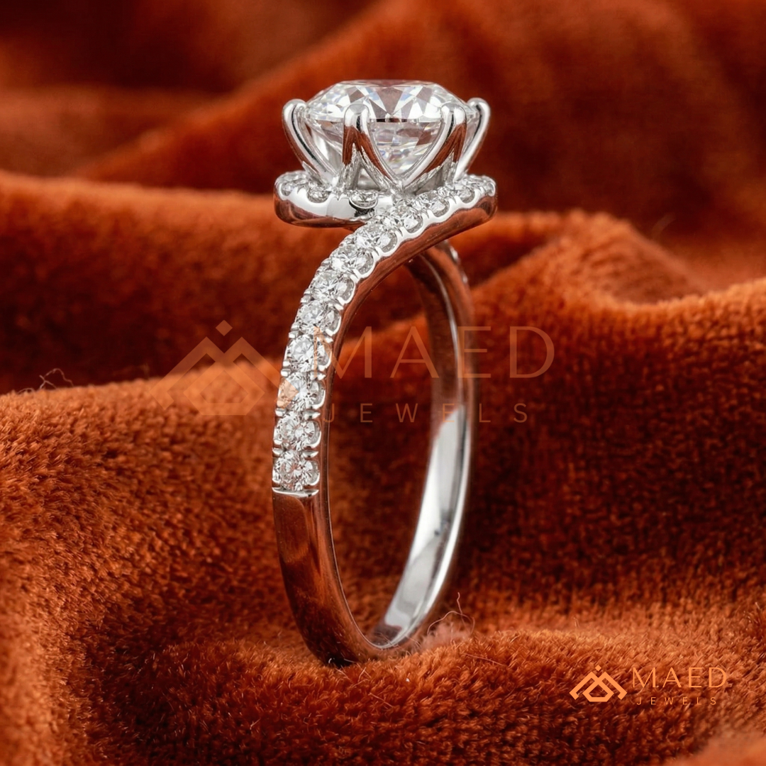 Ethereal Swirl Halo [Gemstone Type] Ring in 14K Yellow Gold, Rose Gold & Silver