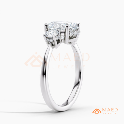 : Oval Cut 3-Stone Engagement Ring in Sterling Silver, 14K Gold & 14K Rose Gold