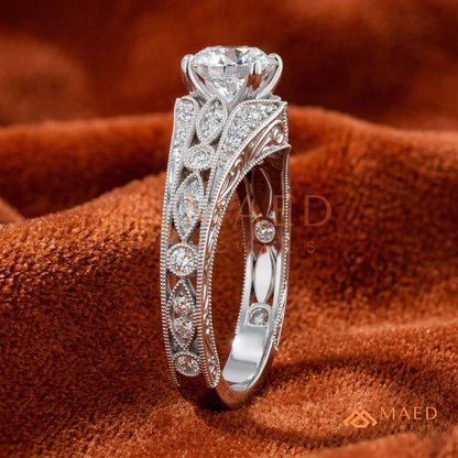 Vintage Filigree Engagement Ring – Art Deco Inspired Diamond Ring