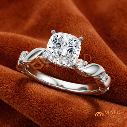 The Willow Cushion Cut Twisted Band Ring – Silver, 14K Yellow & Rose Gold