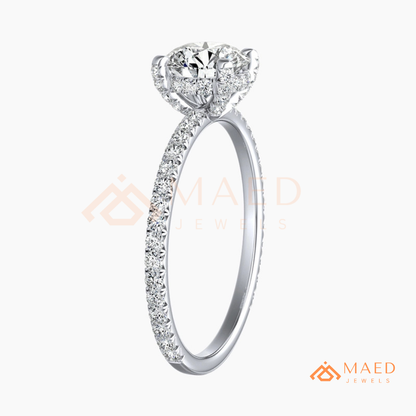 Classic Solitaire Engagement Ring with Pavé Band