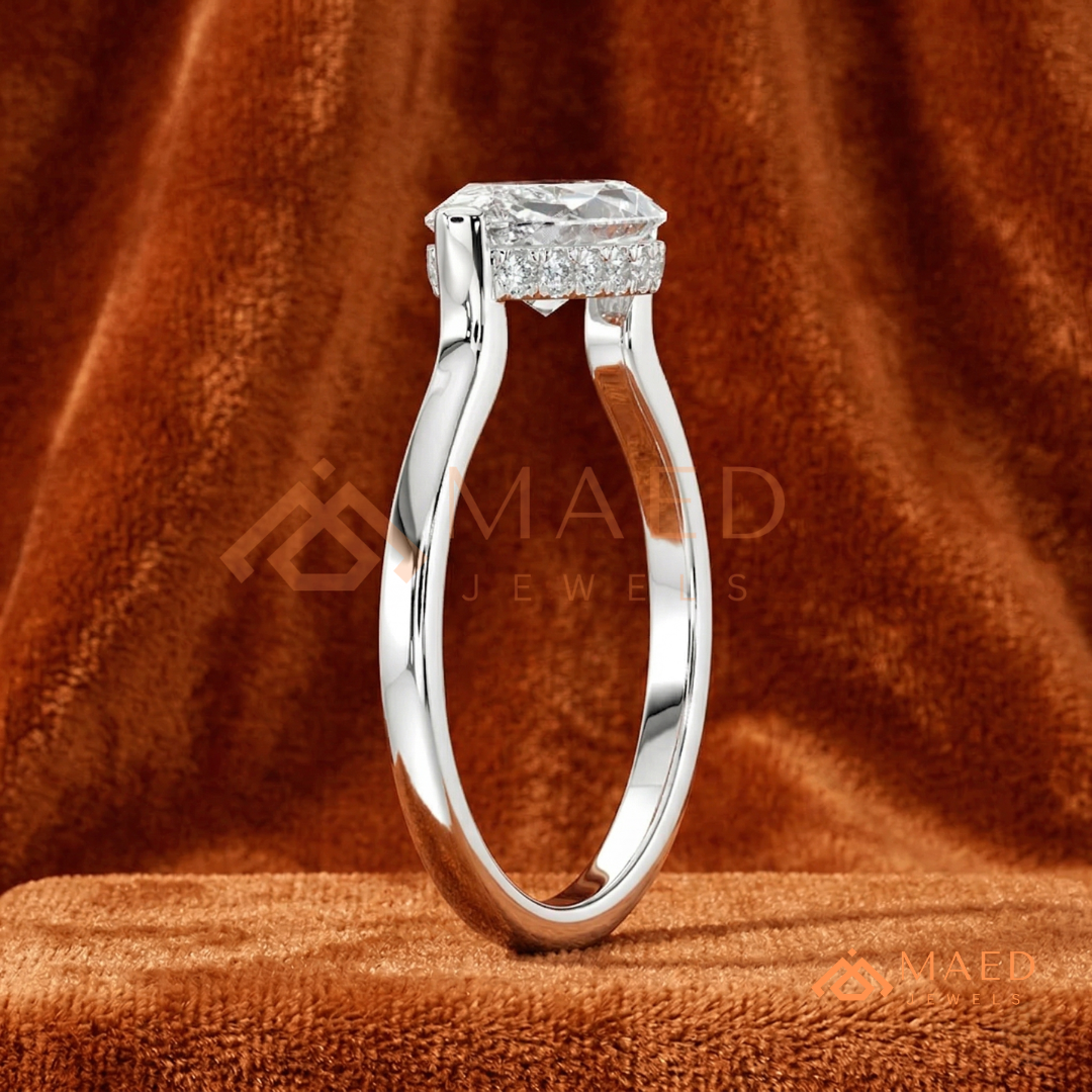 East-West Marquise Cut Engagement Ring | 14K Gold, Rose Gold & Silver Solitaire