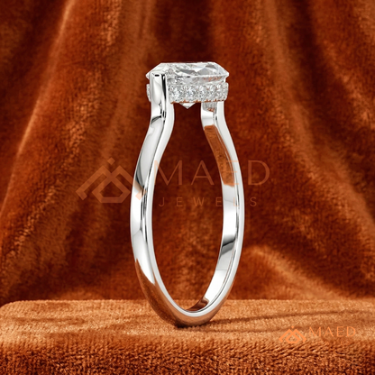 East-West Marquise Cut Engagement Ring | 14K Gold, Rose Gold & Silver Solitaire