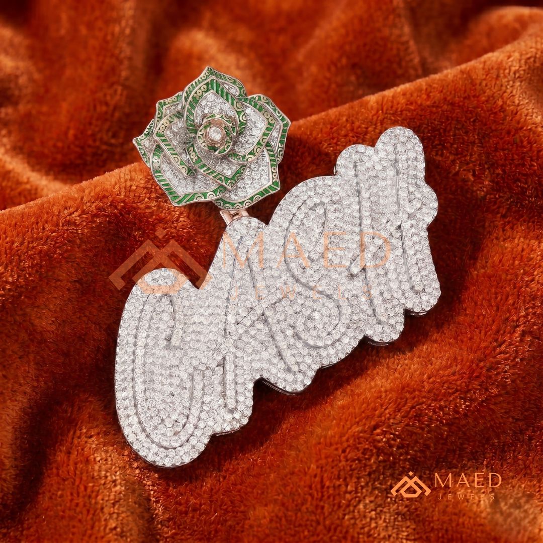 Iced Out "CASH" Money Rose Pendant – 14K Gold, Rose Gold & Sterling Silver Hip Hop Charm
