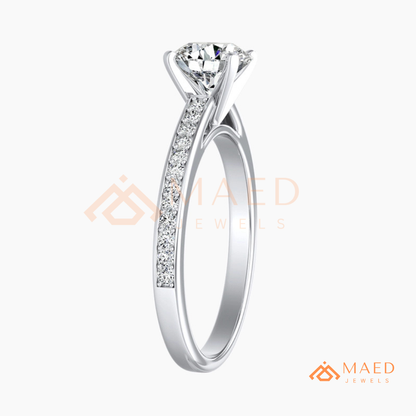 Elegant Oval-Cut Solitaire Engagement Ring with Pavé Band