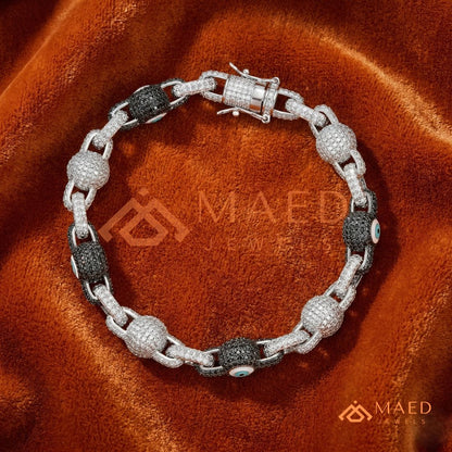Luxury Diamond & Black Spinel Evil Eye Link Chain Bracelet