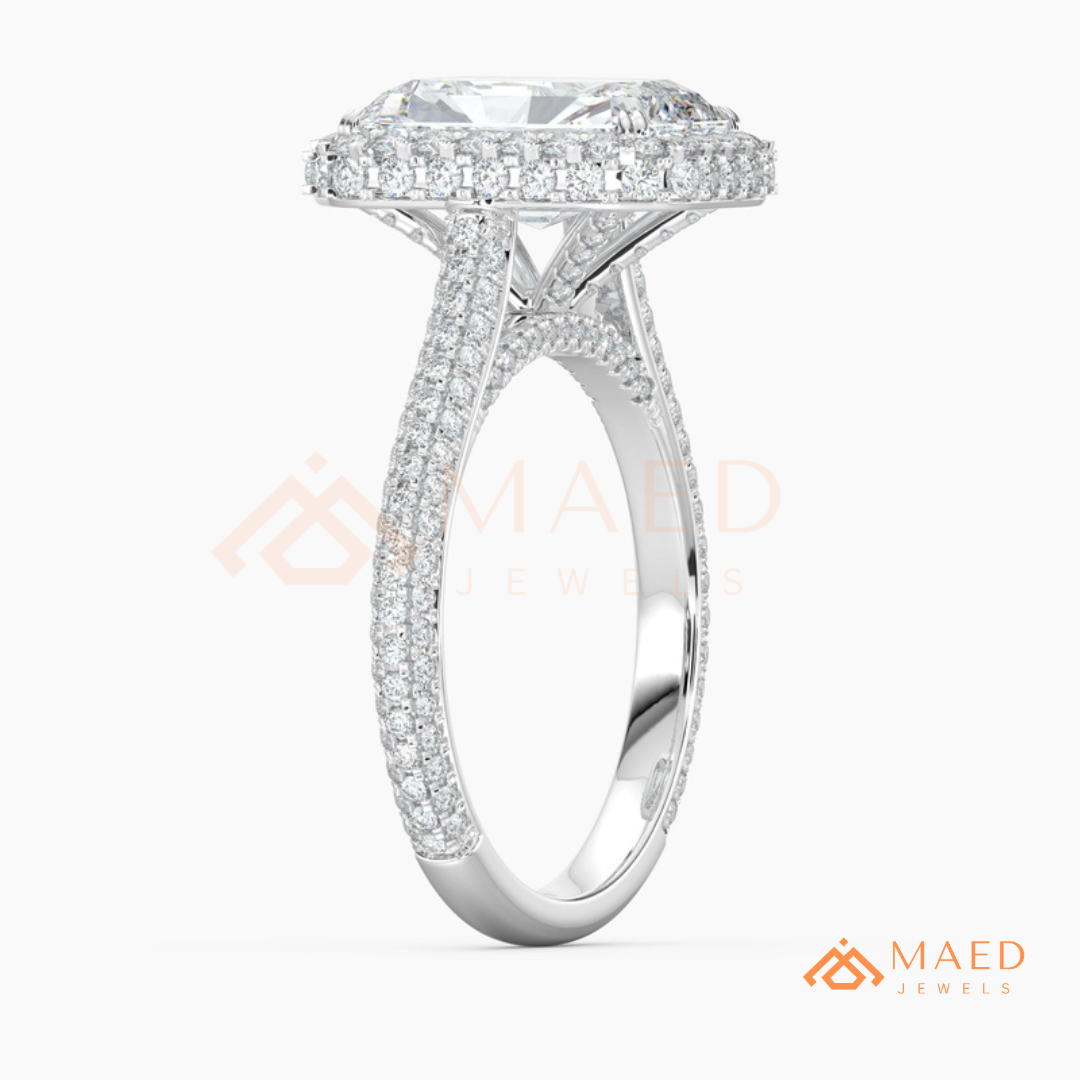 Radiant Cut Halo Engagement Ring in Sterling Silver, 14K Gold & 14K Rose Gold