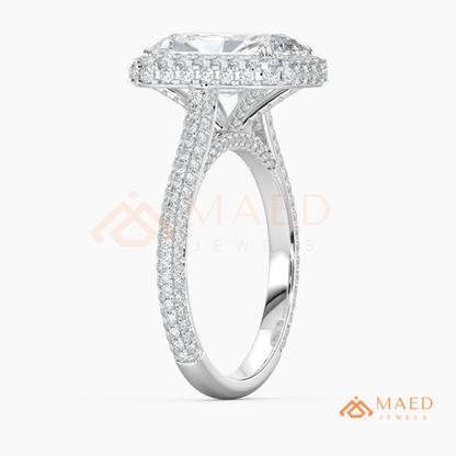 Radiant Cut Halo Engagement Ring in Sterling Silver, 14K Gold & 14K Rose Gold
