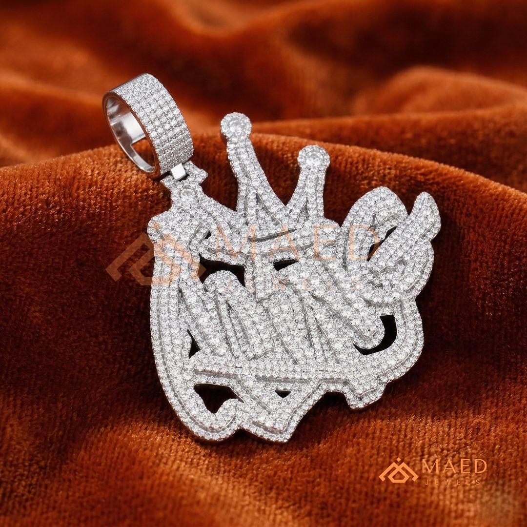Iced-Out "KING" Crown Pendant – Premium Micro-Pave Diamond Finish