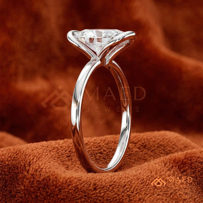 The Aria Oval Half-Bezel Engagement Ring – Silver, 14K Yellow & Rose Gold
