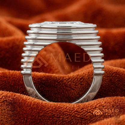 East-West Marquise Bezel Engagement Ring | Fluted Band in 14K Gold, Rose Gold & Silver