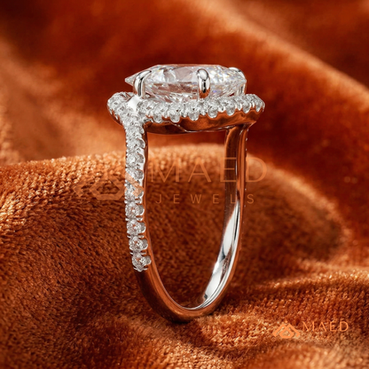 Pear Cut Halo Bypass Engagement Ring in Sterling Silver, 14K Gold & 14K Rose Gold