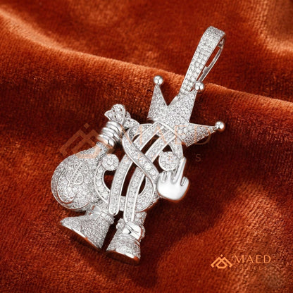 Money Bag King Diamond Pendant - 14K Gold, Rose Gold & Sterling Silver Hip Hop Charm