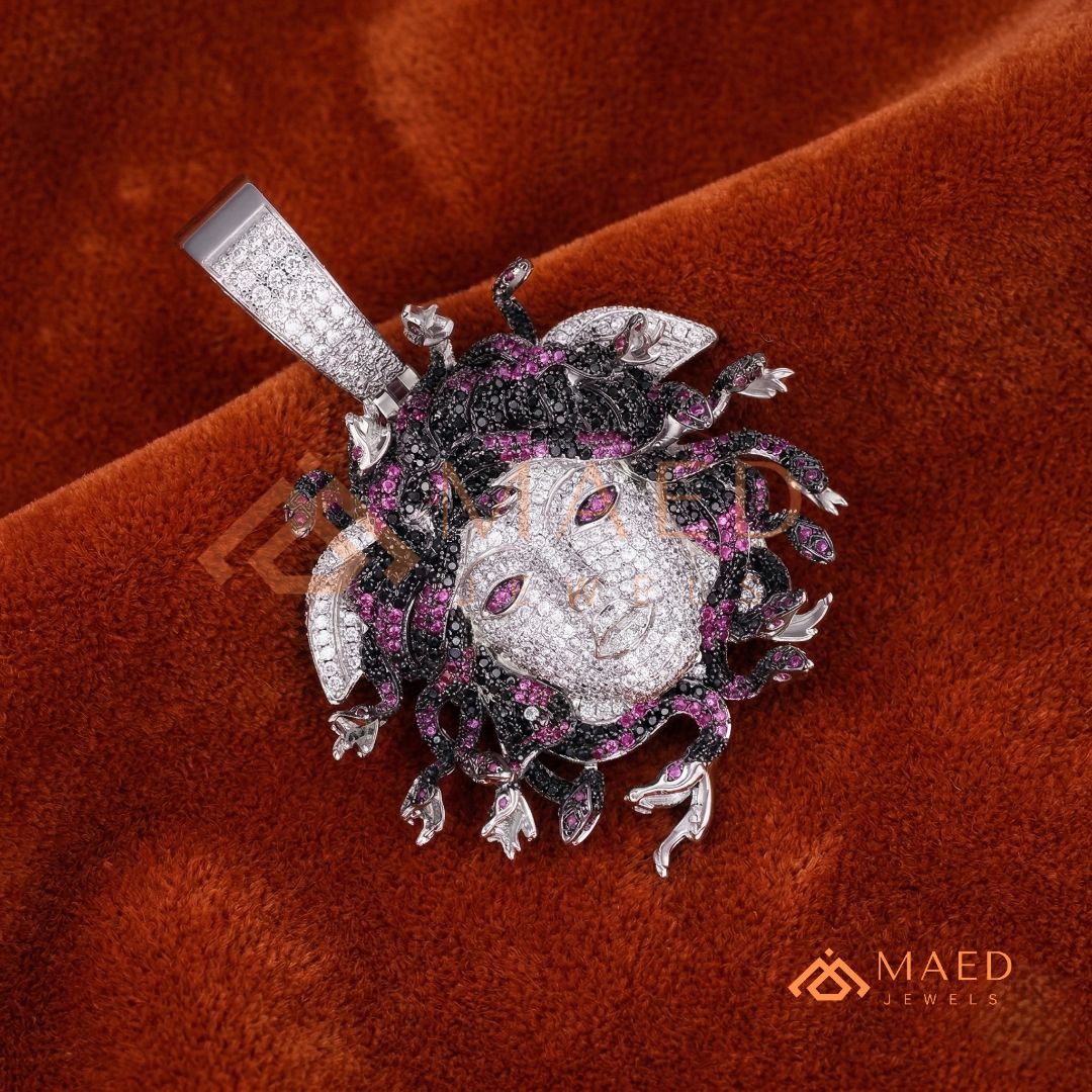 Fully Flooded Multi-Color Medusa Head Charm – Exotic Serpent Pendant