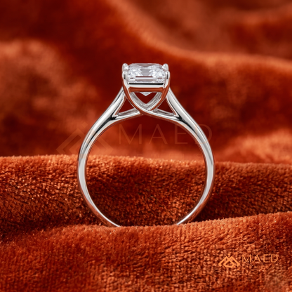 Princess Cut Solitaire Engagement Ring in 14K Gold, Rose Gold & Sterling Silver | Classic Tapered Band Promise Ring for Women
