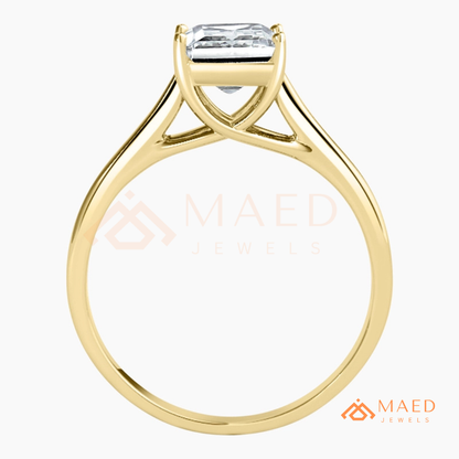 Princess Cut Solitaire Engagement Ring in 14K Gold, Rose Gold & Sterling Silver | Classic Tapered Band Promise Ring for Women