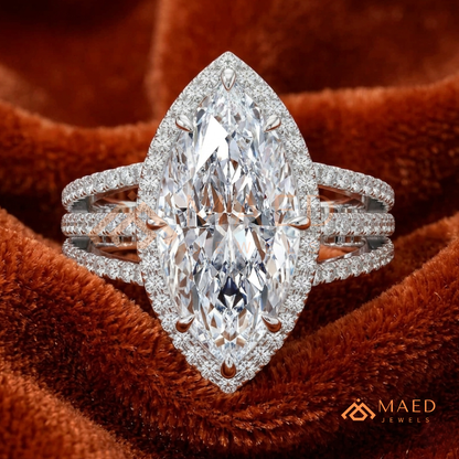 Classic Oval Cut Solitaire Engagement Ring with Split Shank Pave Band in Silver, 14K Gold & Rose Gold
