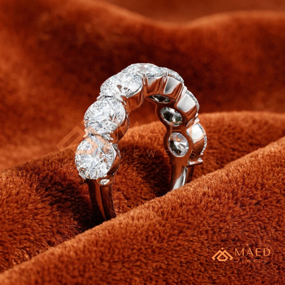 Classic Round Cut Half Eternity Ring – Shared Prong Moissanite Anniversary Band