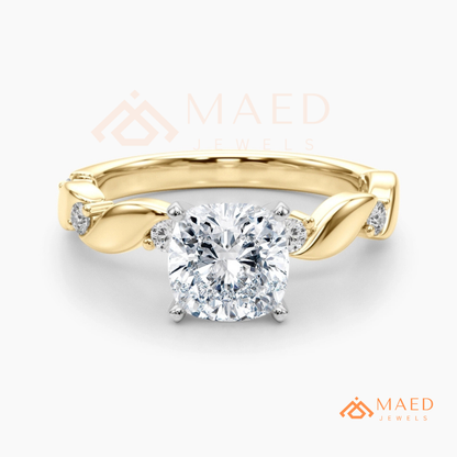 The Willow Cushion Cut Twisted Band Ring – Silver, 14K Yellow & Rose Gold