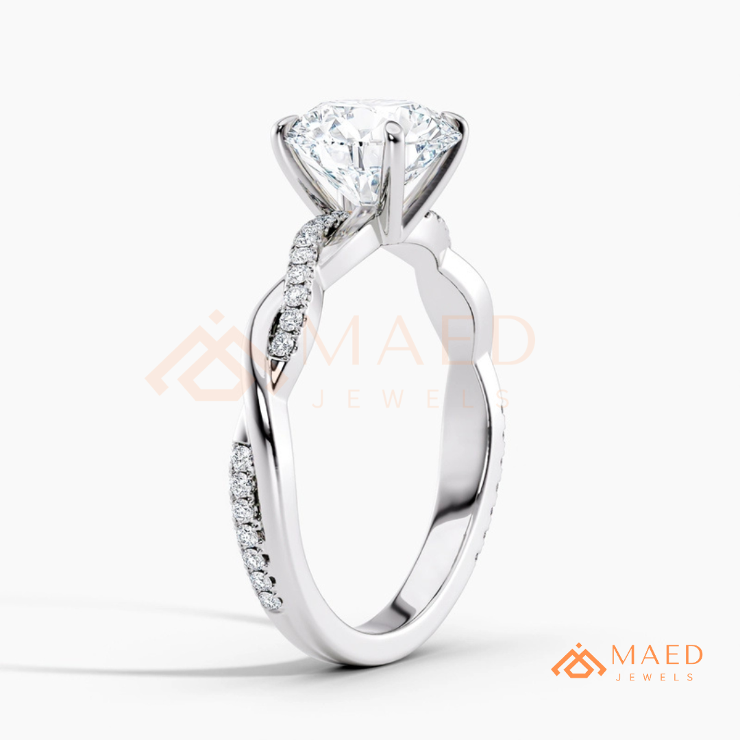 Nature-Inspired Shield Cut Three-Stone Engagement Ring with Textured Bark Band in Silver, 14K Gold & Rose Gold