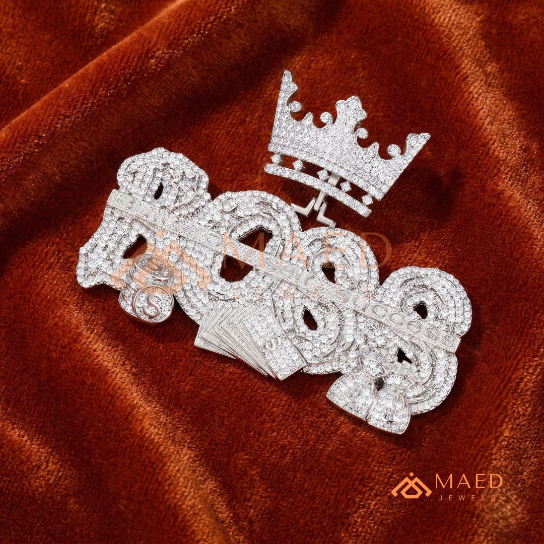 "BOSS" Crown Statement Pendant – Iced Out Success Medallion