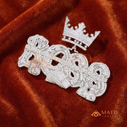 "BOSS" Crown Statement Pendant – Iced Out Success Medallion