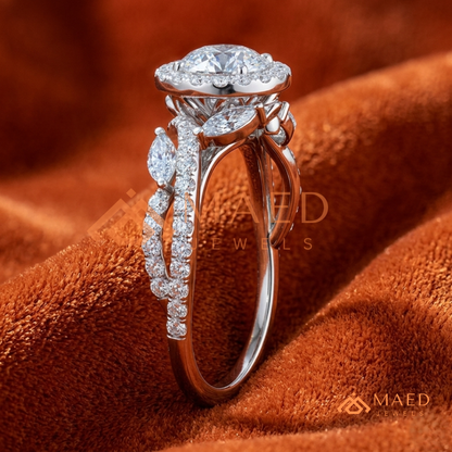 Radiant Cut Double Halo Engagement Ring with Twisted Shank