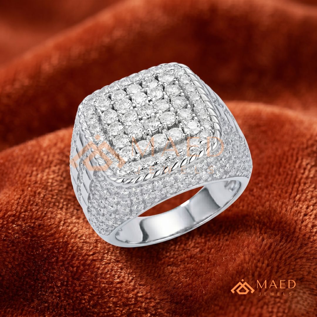 Men's Concentric Pave Diamond Dome Ring | Silver, 14K Gold & Rose Gold