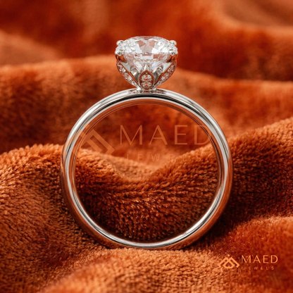 Oval Cut Solitaire Engagement Ring | Classic 4-Prong Plain Band Promise Ring | 14K Gold, Rose Gold & Sterling Silver
