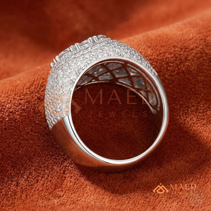 Heavy Rectangular Iced Baguette Signet Ring – 925 Silver, 14K Gold & Rose Gold