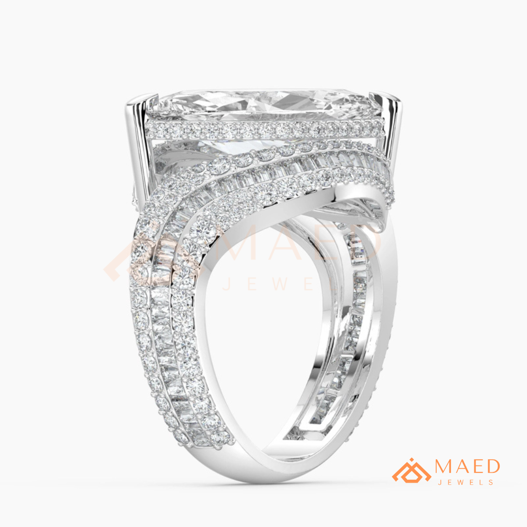Marquise Cut Bypass Cocktail Ring in Sterling Silver, 14K Gold & 14K Rose Gold