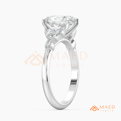 Oval Cut Marquise Cluster Engagement Ring | Nature Inspired Floral Wedding Ring | 14K Gold, Rose Gold & Sterling Silver