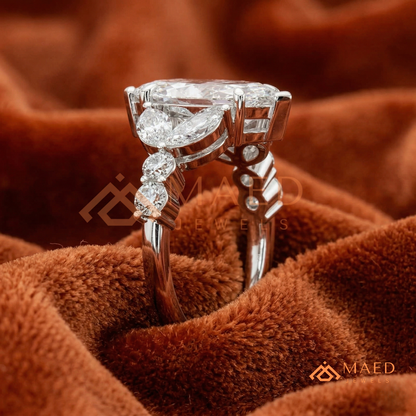 Marquise Cut Leaf Cluster Engagement Ring | 14k Gold, Rose Gold & Sterling Silver