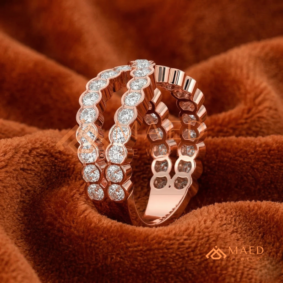 Crossover Moissanite Eternity Ring – Silver, 14K Yellow & Rose Gold