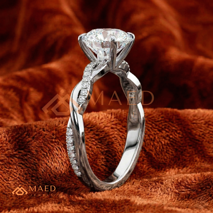 Nature-Inspired Shield Cut Three-Stone Engagement Ring with Textured Bark Band in Silver, 14K Gold & Rose Gold