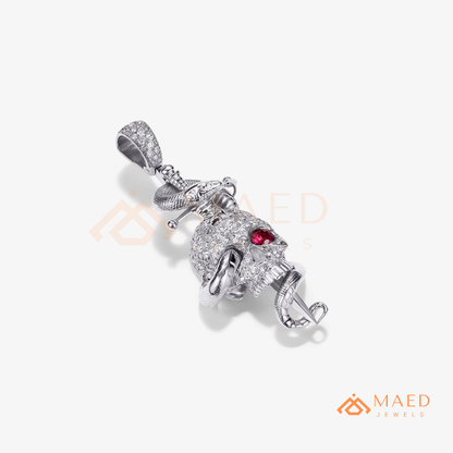 Fully Flooded Skull & Serpent Statement Charm – Ruby Red Eye Hip Hop Pendant