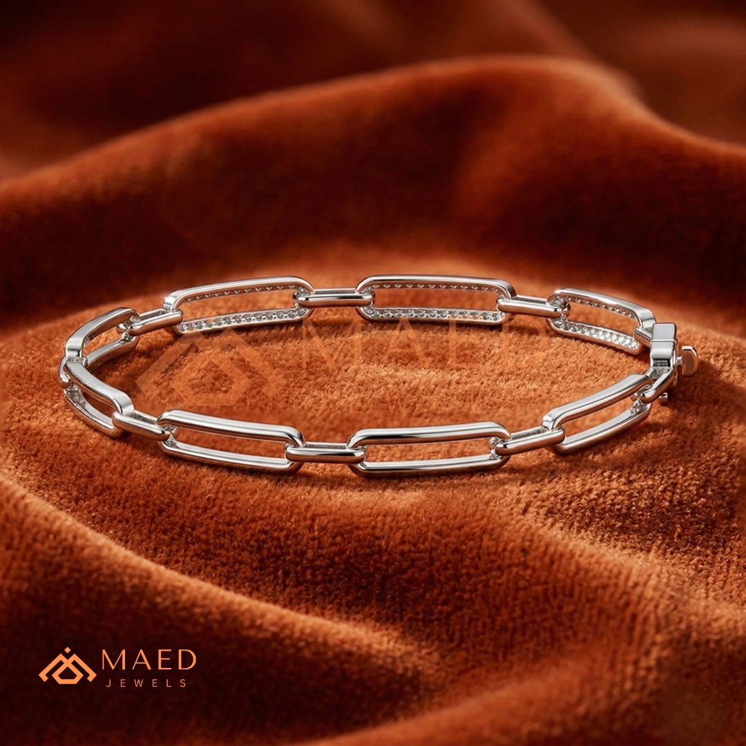 Diamond Paperclip Link Bracelet