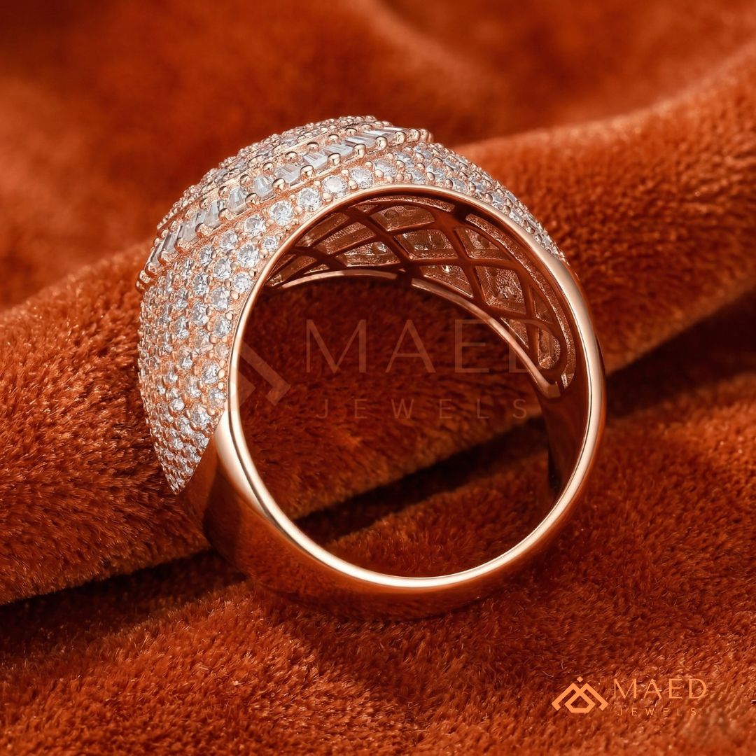 The Solace Wave Band | Tension-Set Floating Diamond Ring