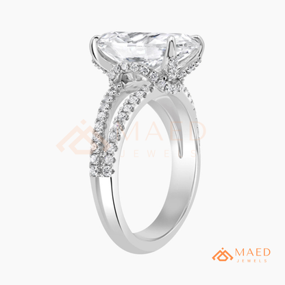 Nature-Inspired Radiant Cut Three-Stone Engagement Ring with Thorn Band in Silver, 14K Gold & Rose Gold