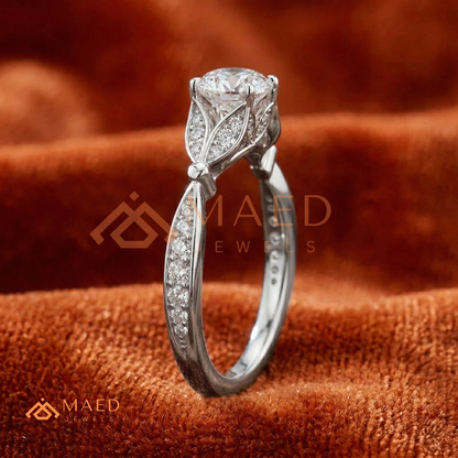 The Grace Radiant Cut Solitaire Engagement Ring with Pave Twist Band in Silver, 14K Gold & 14K Rose Gold