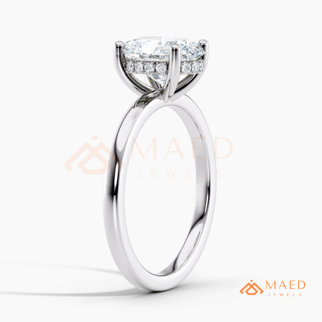 Classic Oval Cut Solitaire Engagement Ring in Silver, 14K Gold, & 14K Rose Gold