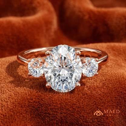 : Oval Cut 3-Stone Engagement Ring in Sterling Silver, 14K Gold & 14K Rose Gold