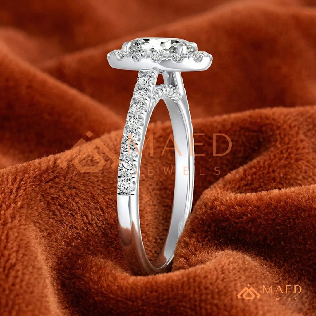 Majestic Oval Brilliant Halo Ring in 14K Yellow Gold, Rose Gold & Sterling Silver