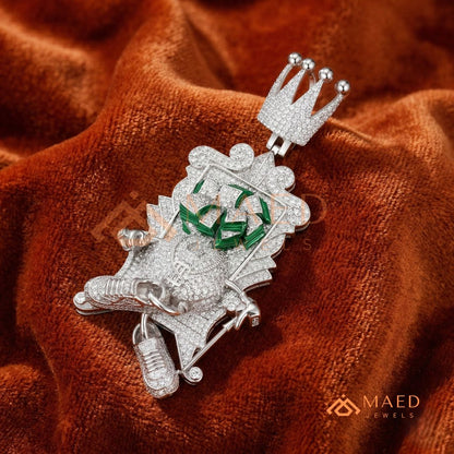Iced Out King of Cash Throne Pendant - 14K Gold, Rose Gold & Silver Hip Hop Jewelry