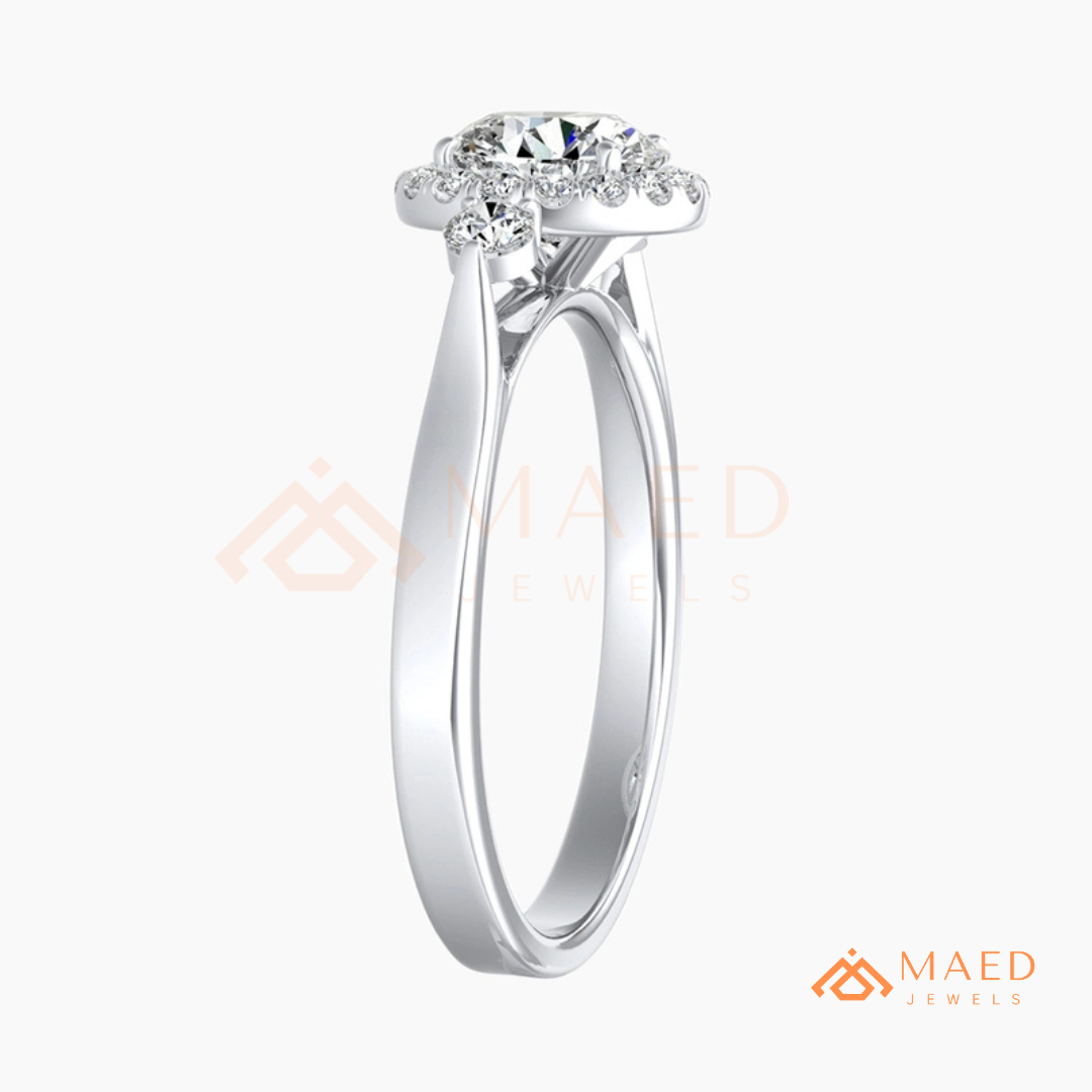 Majestic Oval Halo Diamond Simulant Ring in 14K Yellow Gold, Rose Gold & Sterling Silver