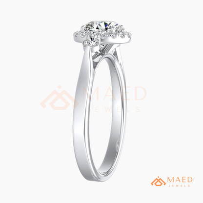 Majestic Oval Halo Diamond Simulant Ring in 14K Yellow Gold, Rose Gold & Sterling Silver