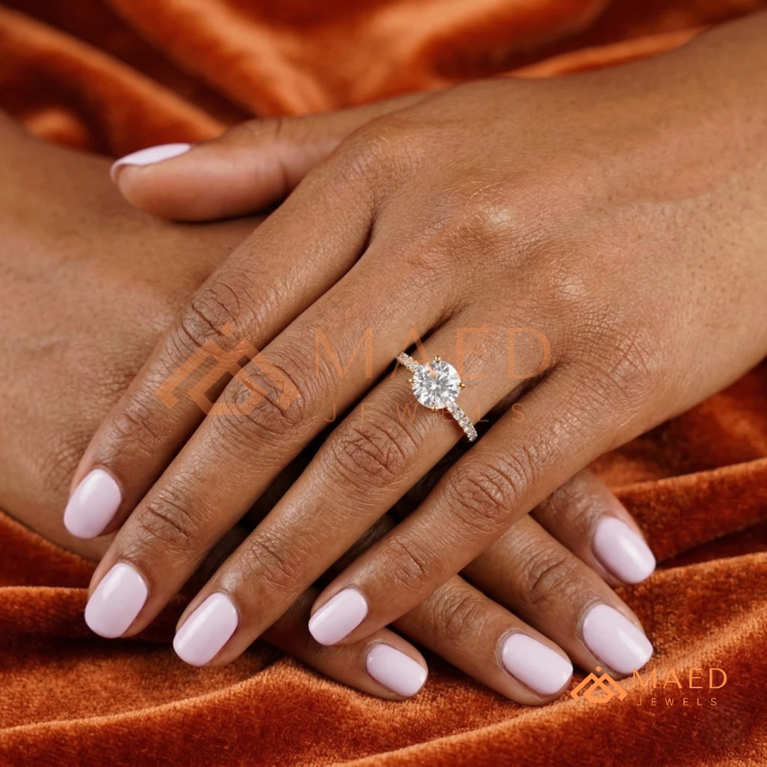 The Penelope Round Cut Diamond Simulant Ring | Silver, 14K Yellow, & Rose Gold