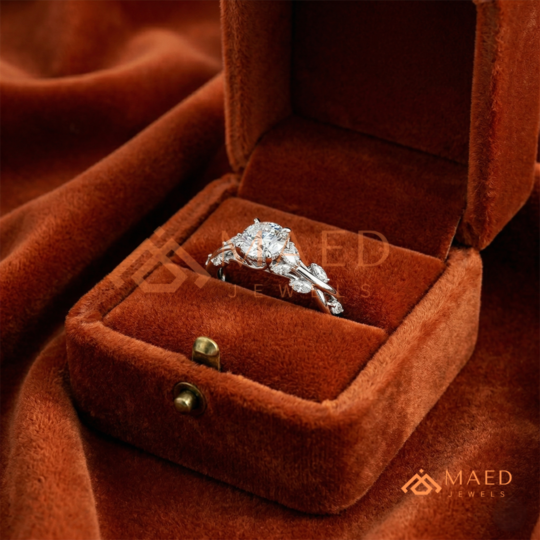 Nature Inspired Twisted Vine Engagement Ring in 14K Gold, Rose Gold & Silver
