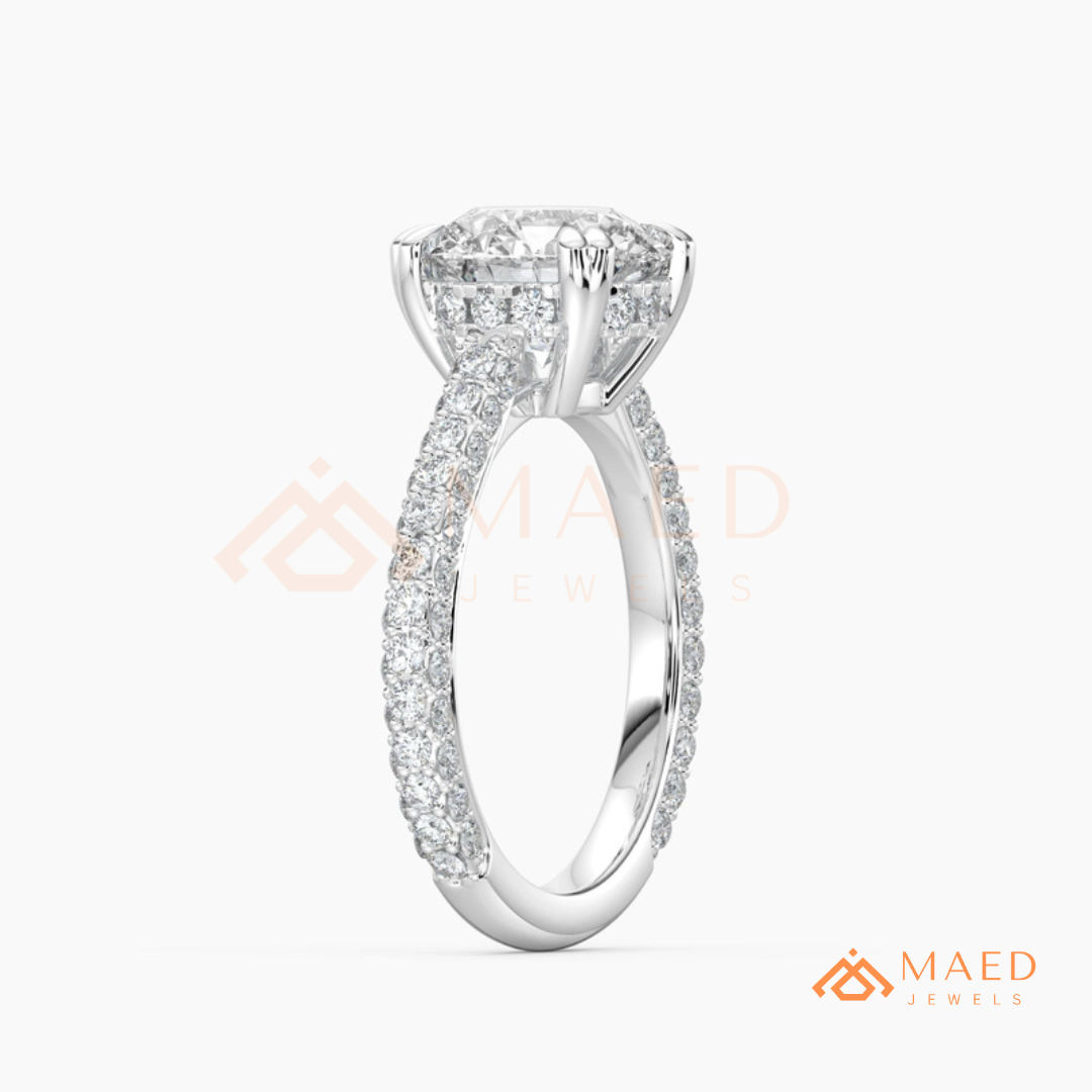 Nature-Inspired Radiant Cut Three-Stone Engagement Ring with Thorn Band in Silver, 14K Gold & Rose Gold